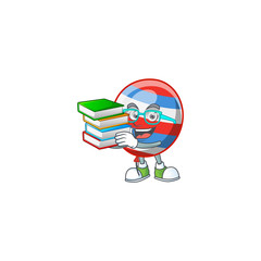 Wall Mural - A hard-working student in independence day balloon cartoon design with book