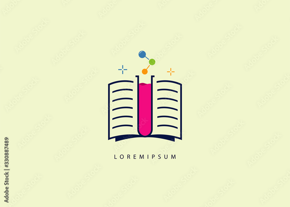 book logo. lab logo line design. Test Tube Vector line art icon template