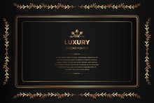 Luxury Background. Abstract Black Gold. Black Gold Frame Modern Simple Creative Elegant With Space Of Text Can Be Used For Ramadan Islamic Arabesque Celebration Invitation