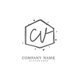 Handwritten initial letter C V CV for identity and logo. Vector logo template with handwriting and signature style.