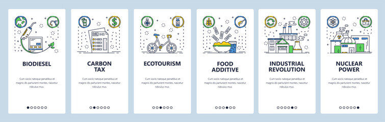 Wall Mural - bio lifestyle website and mobile app onboarding screens vector template