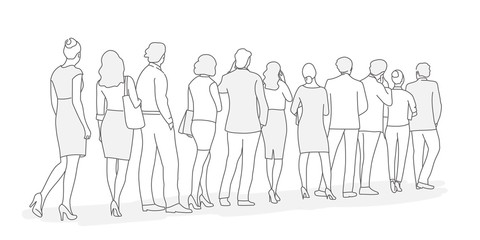 Wall Mural - Hand drawn vector illustration of people queue.