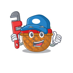 Poster - Smart Plumber tomato basket on cartoon character design