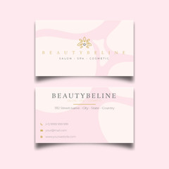 Wall Mural - Beauty Pink with gold flower Minimalist business card Design