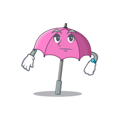 Wall Mural - Pink umbrella on waiting gesture mascot design style