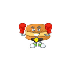 Poster - A sporty boxing of chocolate macarons mascot design style