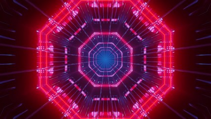 Motion graphics of highly immersive dark space glowing with cyan and red LEDs representing spider man webs. Animation, VJ loops.
