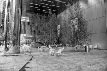 Sticker - Tables and chair to rest under Chicago's skyscrapers