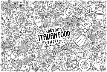 Wall Mural - Vector set of Italian food theme items, objects and symbols