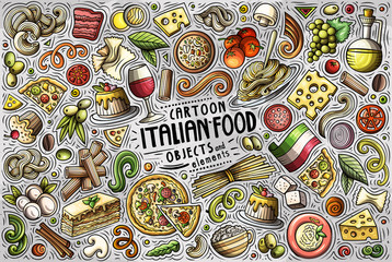 Wall Mural - Vector set of Italian food theme items, objects and symbols