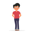 © friendlyvector - Young shy and timid boy. Vector illustration