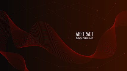 Wave line abstract dark red gradient vector background