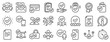 © blankstock - Interviewed, accepted document, right choice. Approve line icons. Quality check, protection, checklist icons. Guarantee document, accepted card, approve verification. Flight confirmed. Vector