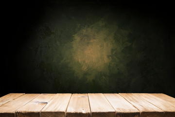 Wall Mural - image of wooden table in front of abstract blurred background of resturant lights