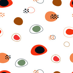 Wall Mural - abstract vintage seamless pattern. hand drawn doodle dots pastel round shapes isolated on white back