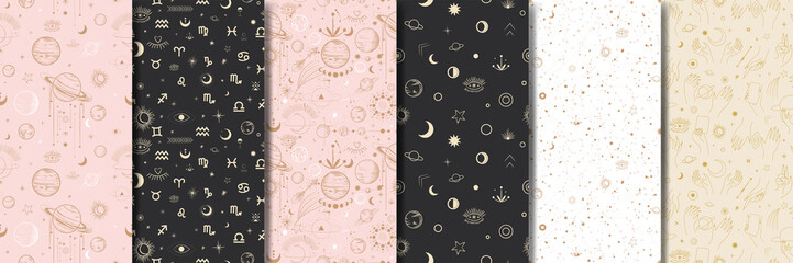 vector illustration set of moon phases. different stages of moonlight activity in vintage engraving 