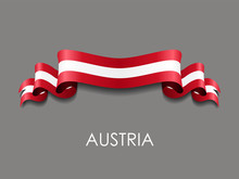 Austrian Flag Wavy Ribbon Background. Vector Illustration.