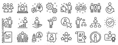 Cuadros en Lienzo Set of Business audit, Startup strategy and Employee icons