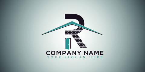 R real estate home construction letter logo design vector