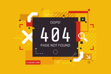 Wall Mural - 404 error page design in high tech style. page not found banner concept for your website. modern abs