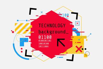 Wall Mural - abstract technology colorful background in cyberpunk style. high tech banner design with place for t