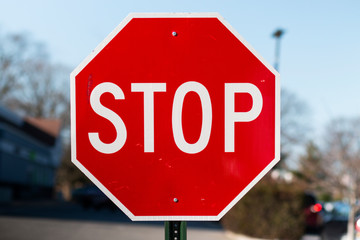 red stop sign close up