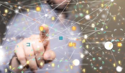 code data concept in hand digital 3d