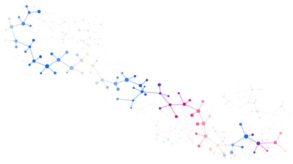 Structure molecule and communication. Dna, atom, neurons. Scientific concept for your design. Connected lines with dots. Medical, technology, chemistry, science background. Vector illustration.