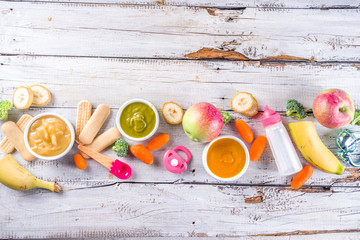 Colorful baby food puree