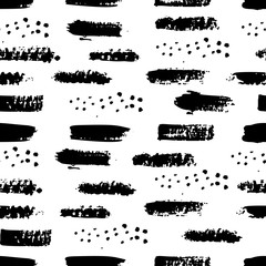 Wall Mural - grunge brush stroke seamless pattern. abstract texture hand drawn with a ink. vector monochrome scan