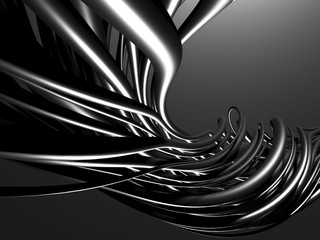 Metallic abstract wavy tubes background