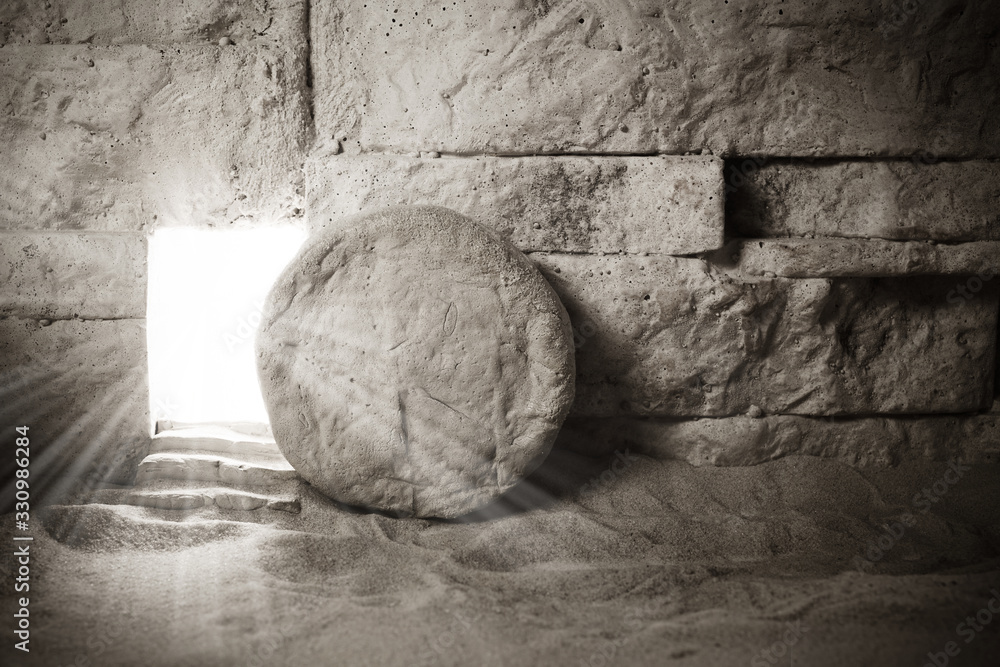Tomb of Jesus. Jesus Christ Resurrection. Christian easter concept - obrazy, fototapety, plakaty 