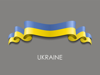 Ukrainian flag wavy ribbon background. Vector illustration.