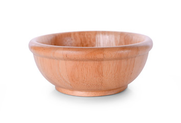 empty wood bowl on white background