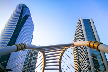 Interchange skywalk to transit between Sky Transit (BTS) and Bus Rapid Transit (BRT) at Chong Nonsi, Bangkok, Thailand.