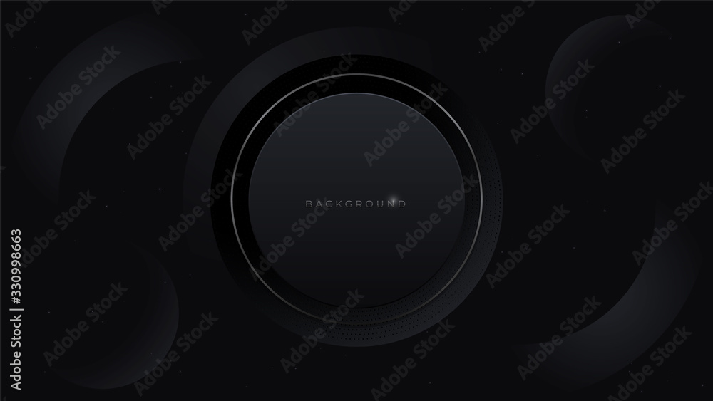 Black abstract minimalist background with a dark geometric shape ...
