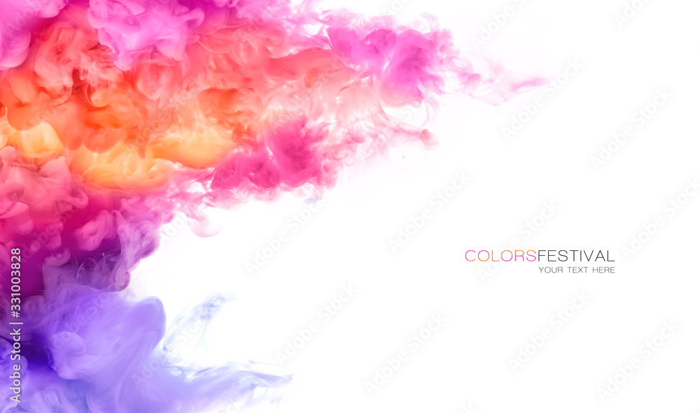 Abstract background banner with colorful ink in water. Festival of Colors. Color Explosion Paint Texture - obrazy, fototapety, plakaty 