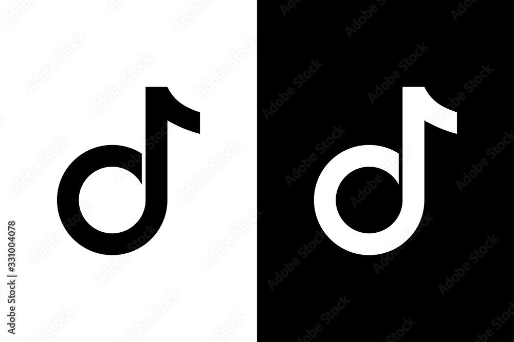 Tik Tok black and white icons. Tik Tok flat icons, isolated on white