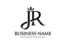 Elegant Initial Letter Jr With Crown Logo Vector, Creative Lettering Logo Vector Illustration.