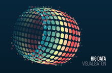 Big Data Visualization. Abstract Background With Circles Array And Binary Code. Ring Connection Structure. Data Array Visual Concept. Big Data Connection Complex.