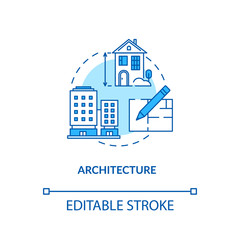 Wall Mural - architecture design concept icon. urban construction planning idea thin line illustration. paperwork
