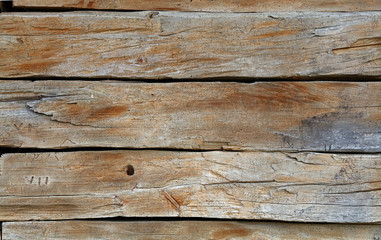 Wall Mural - Vintage wooden wall with horizontal planks and gaps