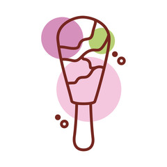 Sticker - delicious ice cream in stick with various flavors line color style