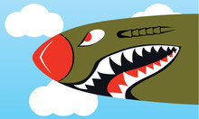 P40 Warhawk - Flying Tiger Nose Graphic - Vector