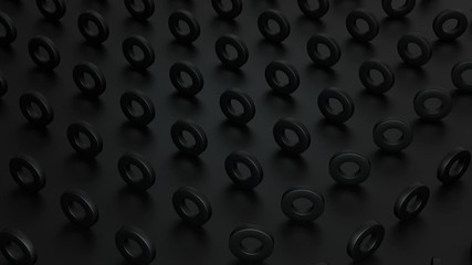 Wall Mural - abstract 3d rendering geometric surface, black minimal texture animation with torus. modern backgrou