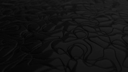 Wall Mural - abstract 3d rendering geometric surface, black minimal texture animation with waves. modern backgrou