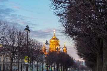 Domes at sunset of the church