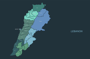 Wall Mural - lebanon map. graphic vector map of lebanon.