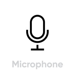 Wall Mural - Microphone phone. Editable line vector.