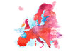 Map of European Union and Schengen Area. Europe, Watercolor.